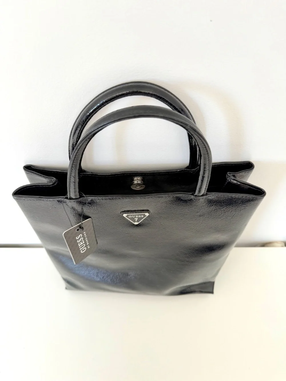 NWT GUESS HARPO VINTAGE Y2K handbag BAG WITH TEXTURED PATENT FAUX LEATHER